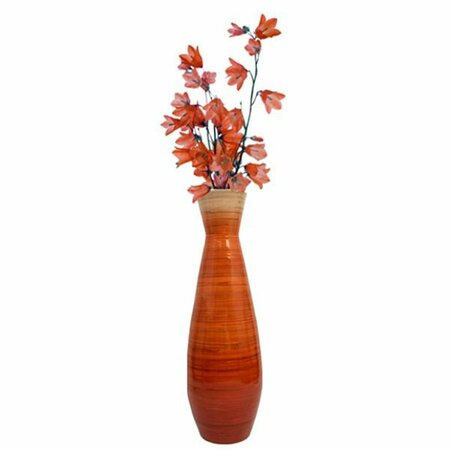 COLOCAR 24 x 8 in. Tall Bamboo Floor Vase, Glossy Orange CO2641941